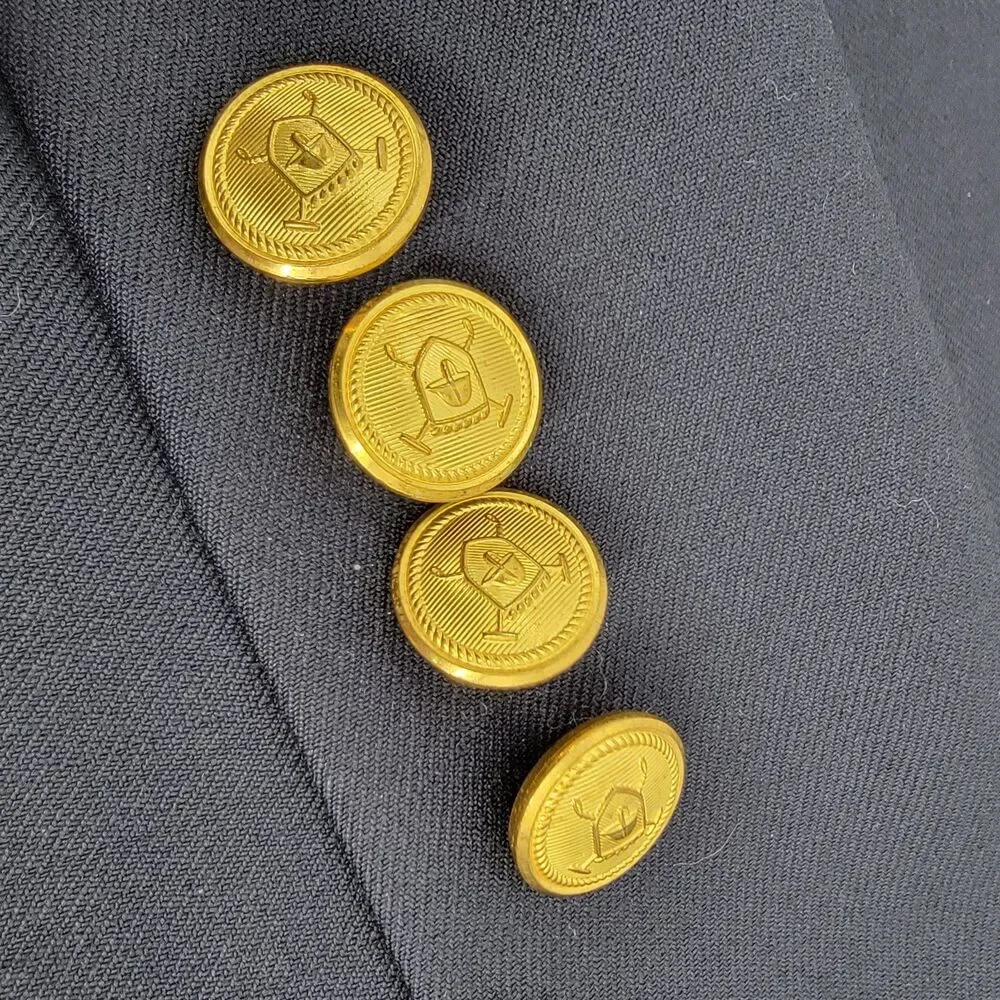 Lauren Ralph Lauren Mens 46R Navy Blue 100% Wool 1-Vent Gold Buttons Sport Coat